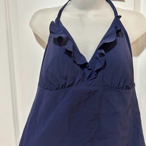 New Lands End Navy Blue Tankini 2-Piece Swimsuit, Size 14/16 (NWOT)
